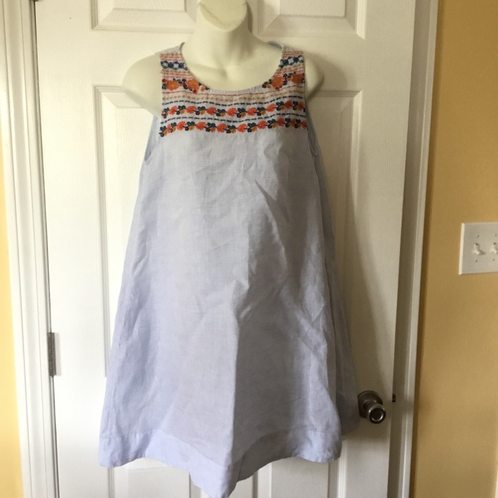 C&C California Blue Embroidered Dress Floral